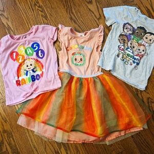 Cocomelon Girls Tshirt And Dress Bundle, Size 4-5T